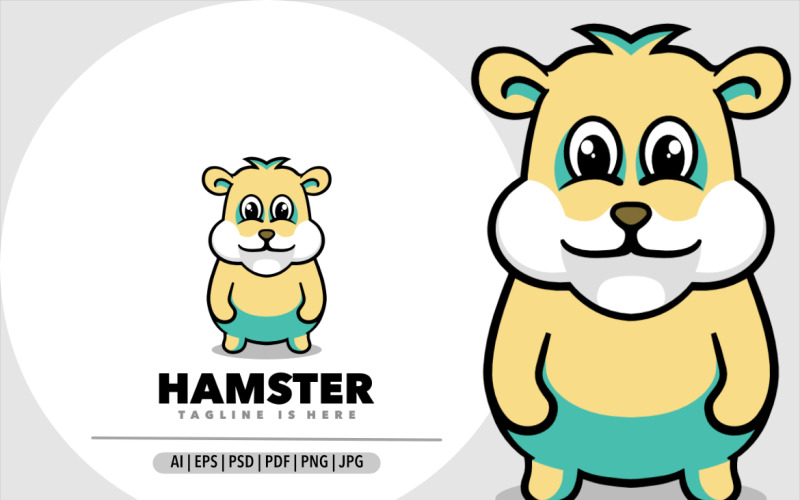Cute hamster fat mascot cartoon design logo Logo Template