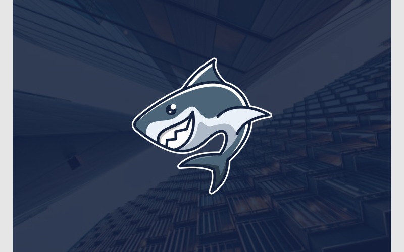 Cute Shark Mascot Cartoon Logo Logo Template