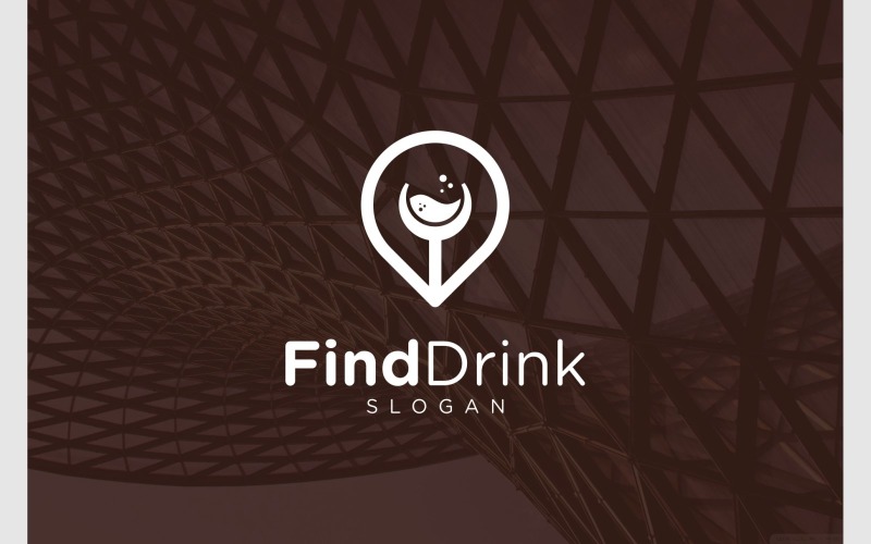 Drink Glass Location Map Logo Logo Template