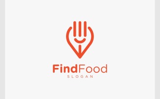 Fork Location Find Food Logo