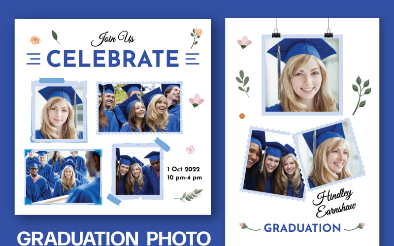 Graduation Photo Collage Flyer Template Corporate Identity