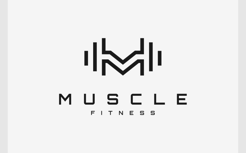 Letter M Barbell Fitness Logo Logo Template