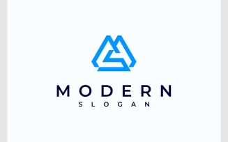 Letter M S Modern Geometric Logo