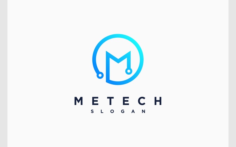 Letter M Technology Digital Logo Logo Template