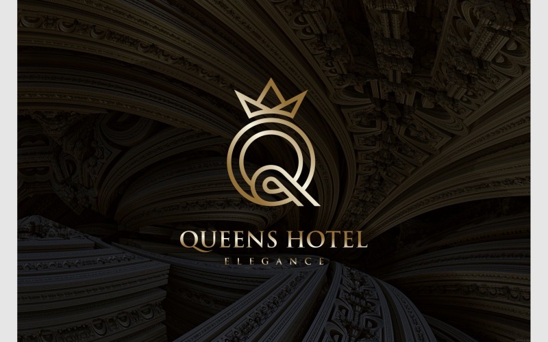 Letter Q Crown Gold Luxury Logo Logo Template