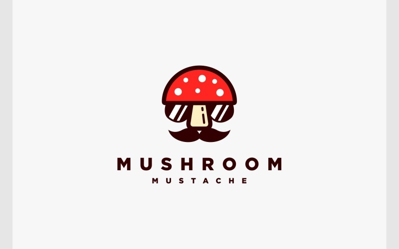 Mustache Mushroom Mascot Logo Logo Template