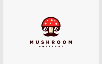 Mustache Mushroom Mascot Logo