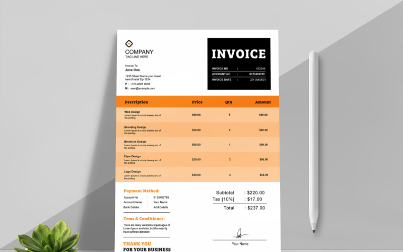Simple Corporate Invoice Templates Layout Corporate Identity
