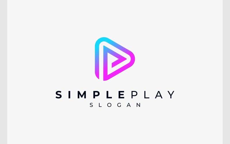 Simple Play Button Colorful Logo Logo Template
