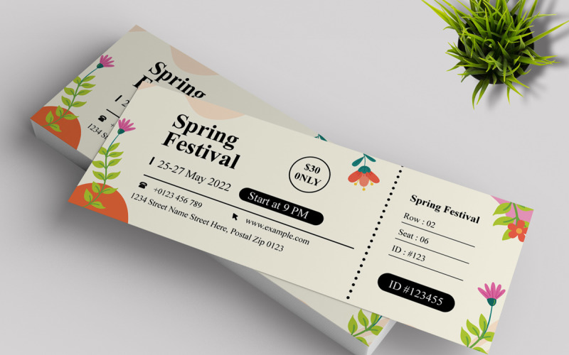 Spring Festival Ticket Template Corporate Identity