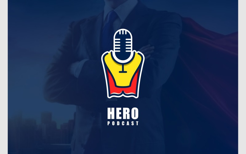 Super Hero Podcast Microphone Logo Logo Template