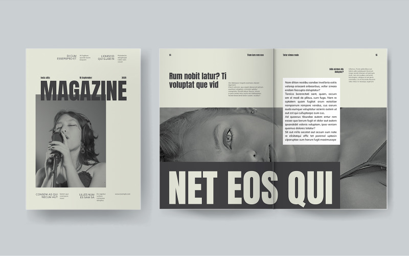 Black and White Magazine Template for Print