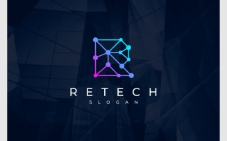 Letter R Connection Tech Logo
