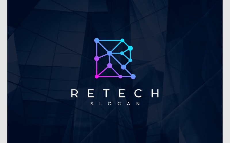 Letter R Connection Tech Logo Logo Template