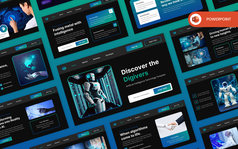 Digivers - Artificial Intelligence PowerPoint PowerPoint Template