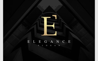 Letter E Gold Arrow Up Logo