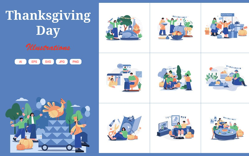 M517_ Thanksgiving Day Illustration Pack 1