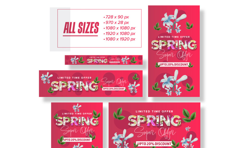 Spring Sale Web Banner Set Social Media