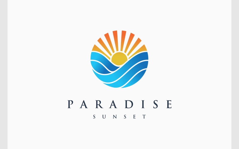 Sun Light Sea Wave Ocean Logo Logo Template