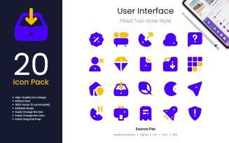 User Interface Icon Pack Filled Two-Tone Style 2