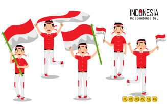 Young Man Celebrate Indonesia Independence Day #02