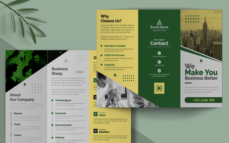 Business Trifold Brochure Design Template Layouts Corporate Identity