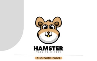 Cute hamster mascot cartoon logo design