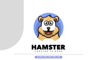 Cute hamster mascot logo design illustration