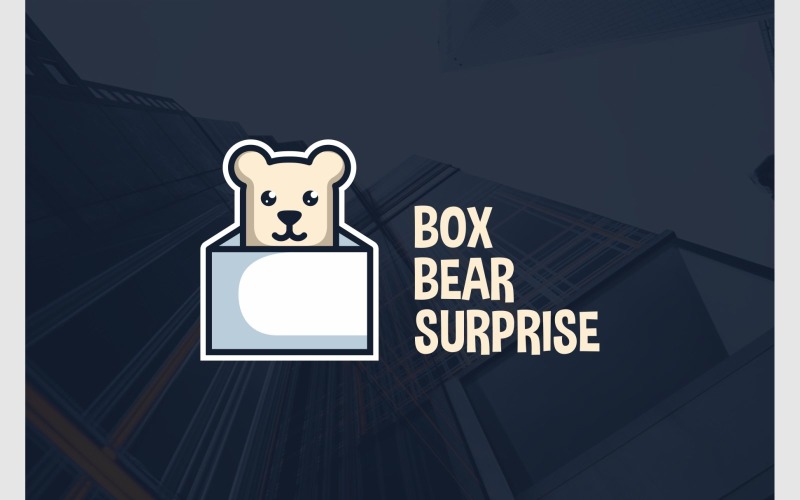 Cute Mascot Cartoon Bear Box Logo Logo Template