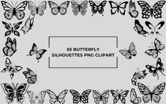 55 Butterfly Silhouettes PNG Clipart