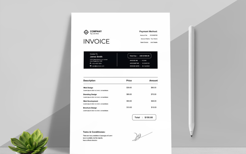 Professional Invoice- Layout Template Corporate Identity