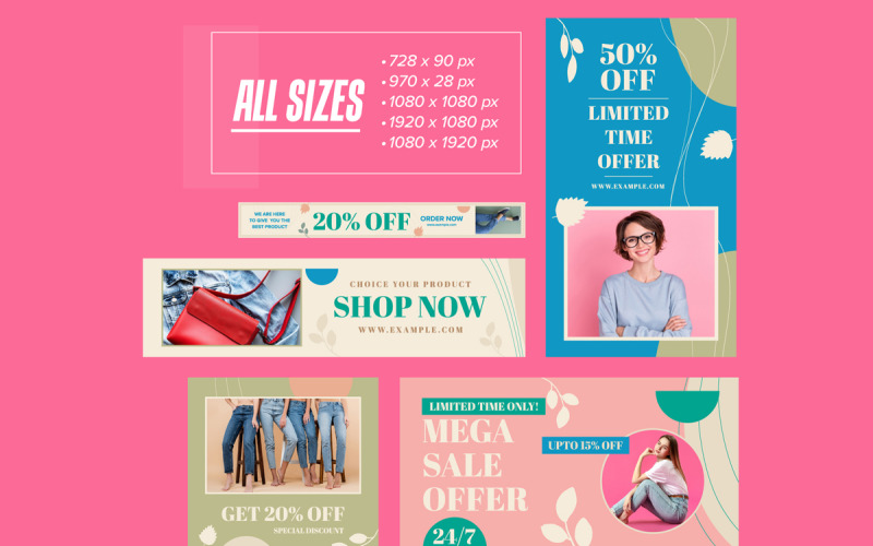 Spring Sale Web Banner Set Template Corporate Identity