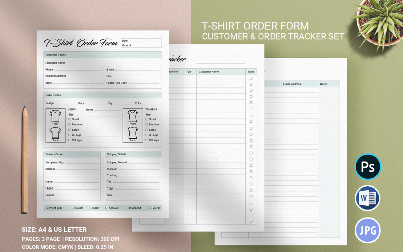 Tshirt Order Form Template Corporate Identity