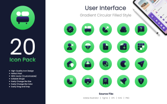 User Interface Icon Pack Gradient Circular Filled Style 2