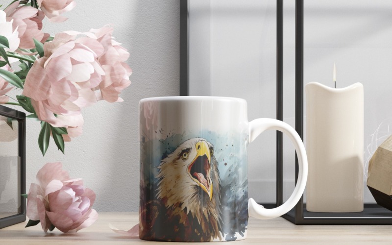 bald eagle funny Animal head peeking on white background Illustration