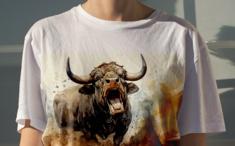 Buffalo funny Animal head peeking on white background Illustration
