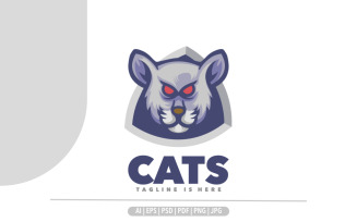 Cats mascot shield emblem logo template design