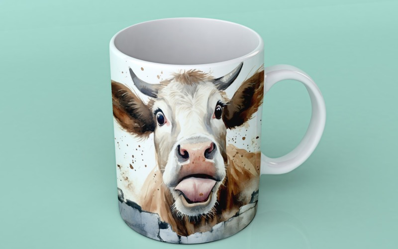 cow funny Animal head peeking on white background 12 Illustration