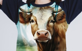 cow funny Animal head peeking on white background 17