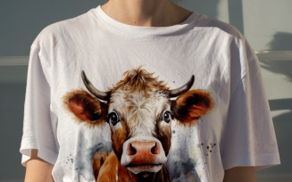 cow funny Animal head peeking on white background 19