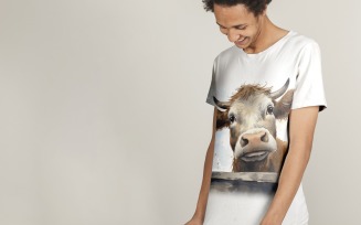 cow funny Animal head peeking on white background 9