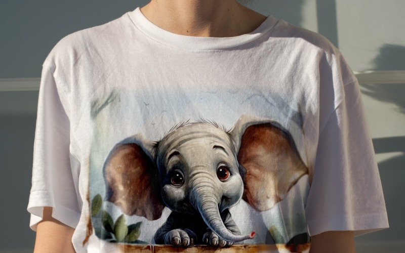 Elephant funny Animal head peeking on white background Illustration
