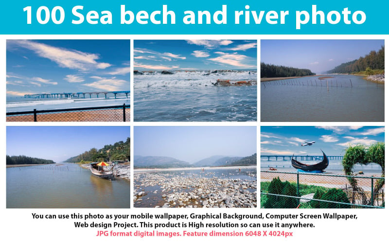 100 Sea bech and river photo Bundle Background