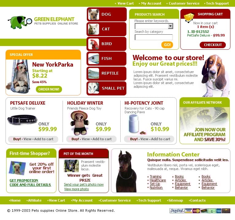 Pet Shop site Template 3853