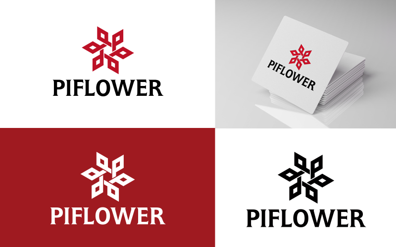 Abstract P Letter Flower logo design Logo Template