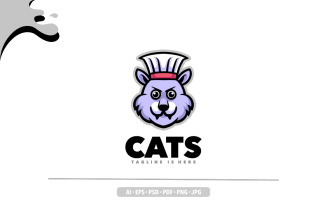 Cat chef mascot design logo cartoon illustration