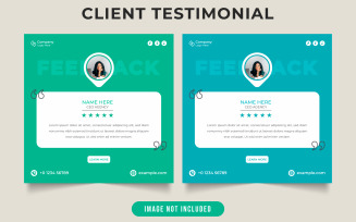 Client testimonial and quote layout vector with photo placeholders