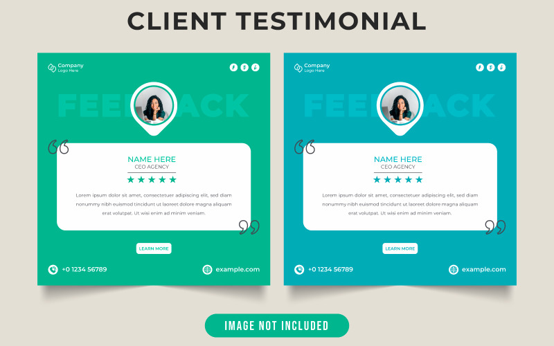 Client testimonial and quote layout vector with photo placeholders Social Media