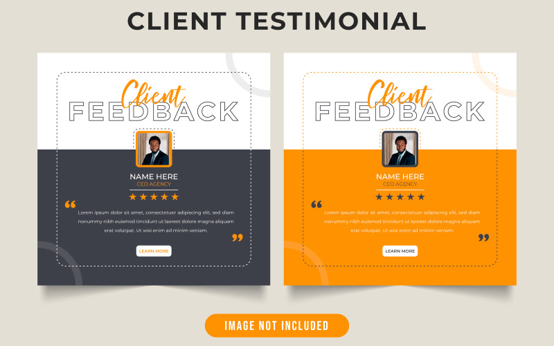 Client testimonial and review template Social Media