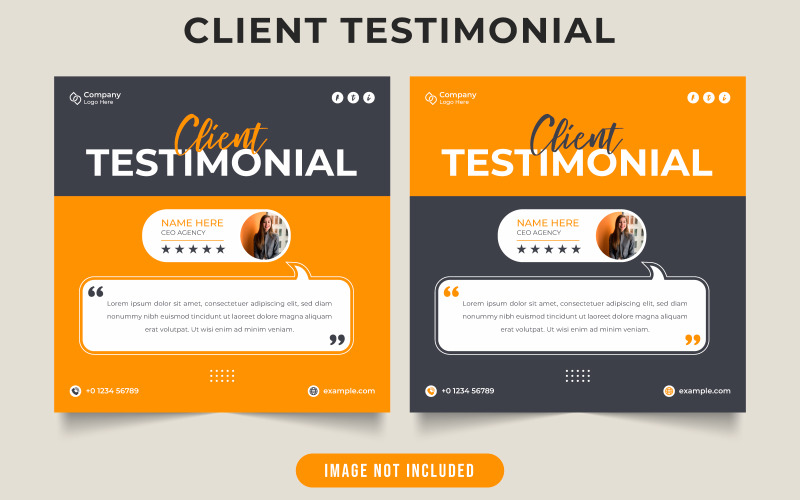Client testimonial and work review template Social Media